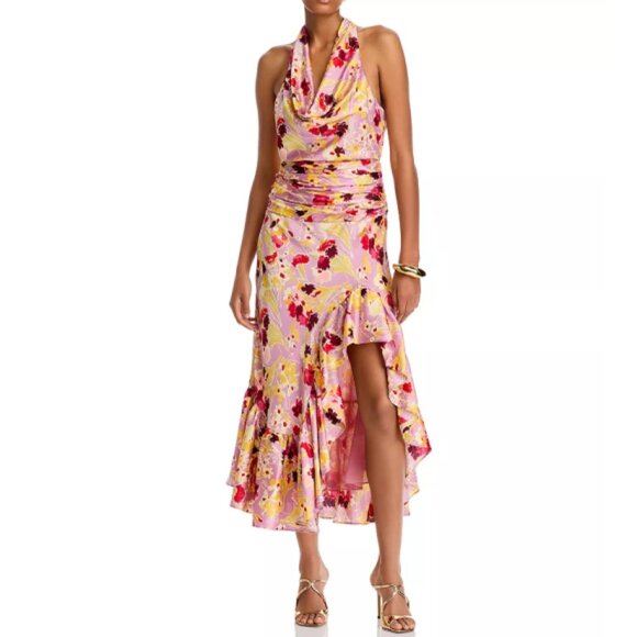 CINQ À SEPT 'Olivia' Tossed Floral Midi-Dress,  Mauve Orchid Multi - Picture 1 of 6